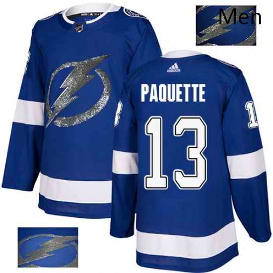Mens Adidas Tampa Bay Lightning 13 Cedric Paquette Authentic Royal Blue Fashion Gold NHL Jersey